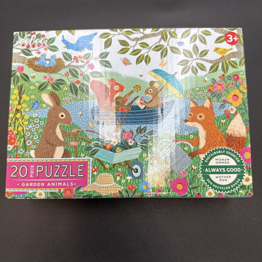 Eeboo 20 Piece Puzzle‎ (11 in X 15 in) Bunnies Garden Animals - NEW Easter